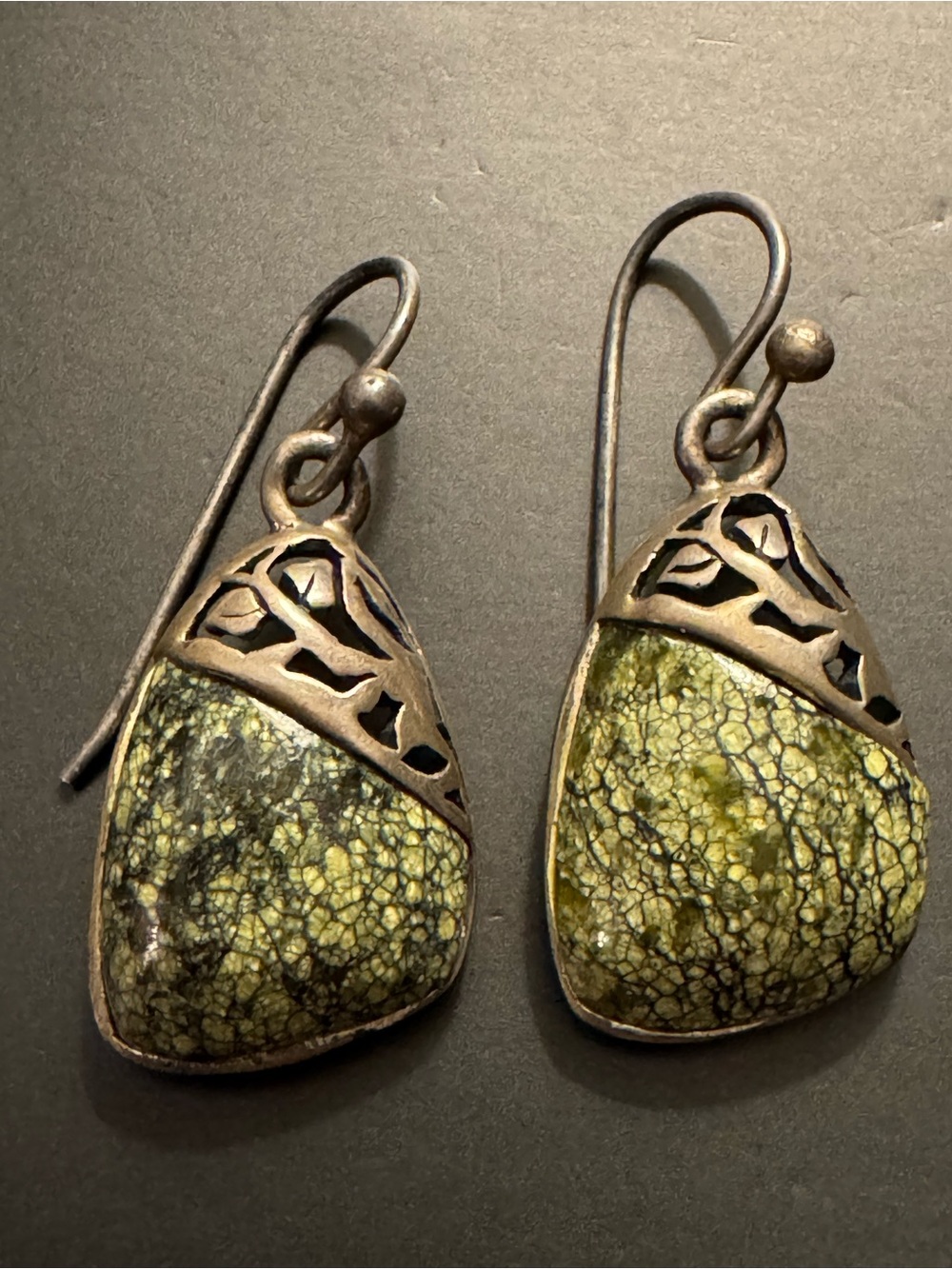Studio Barse 925 Sterling Silver Green Matrix Stone Earrings